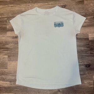 Patagonia Pale Blue Crew Tee with Blue Logo